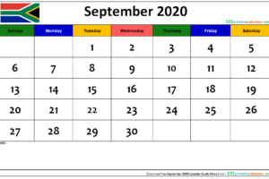 September 2020 Calendar South Africa