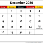 December 2020 Calendar Deutschland