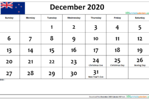 December 2020 Calendar New Zealand