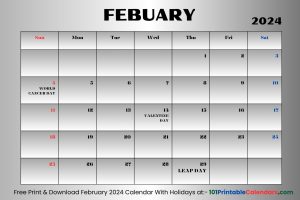 February 2024 Calendar With Holidays