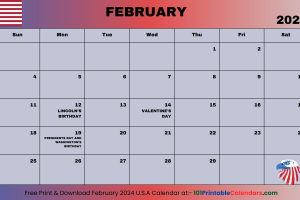 February 2024 U.S.A Calendar