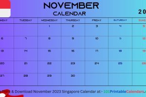 November 2023 Singapore Calendar