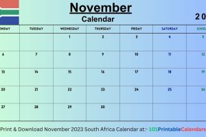 November 2023 South Africa Calendar