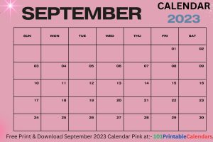 September 2023 Calendar pink