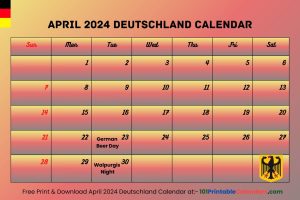 April 2024 Deutschland Calendar