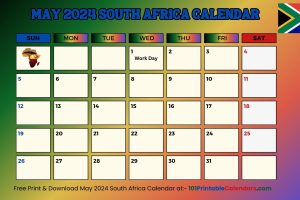 May 2024 South Africa Calendar